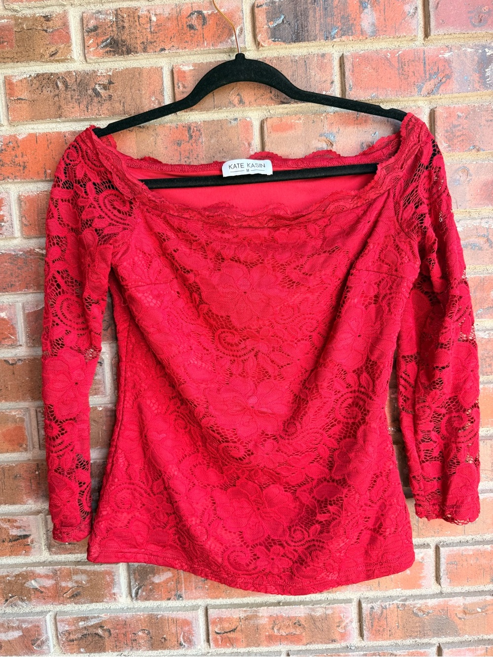 Red Lace Off-Shoulder Women's Top